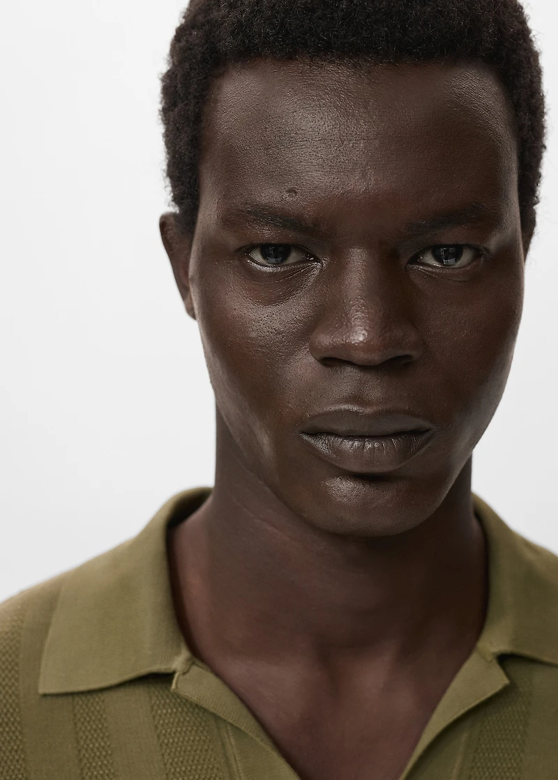 Ribbed knit polo shirt