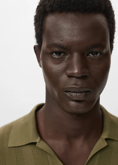 Ribbed knit polo shirt