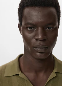 Ribbed knit polo shirt