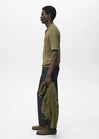 Ribbed knit polo shirt