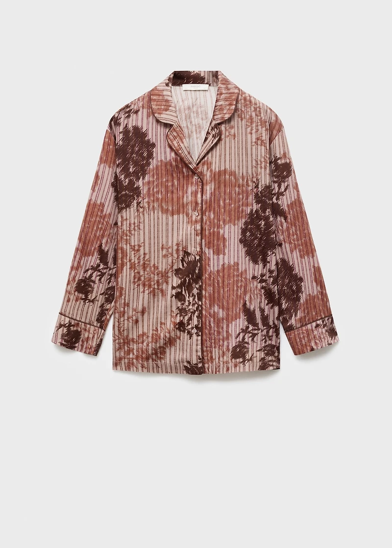 Pajama shirt with blurred print
