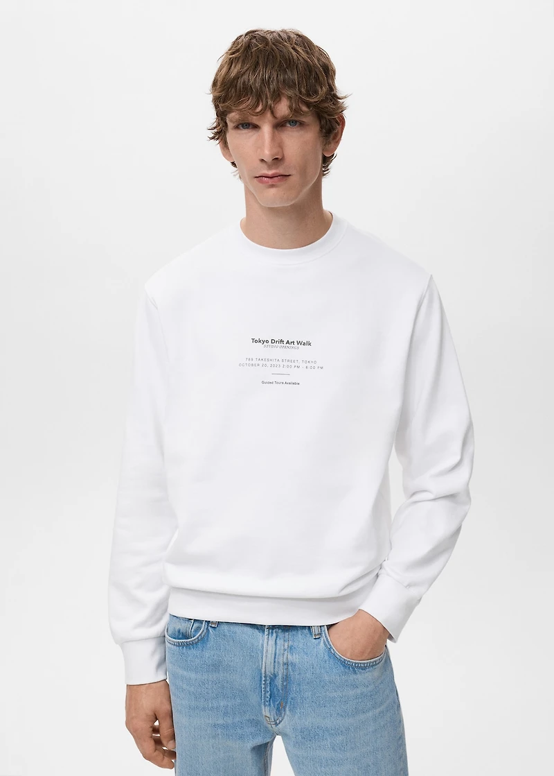 100% cotton sweatshirt text