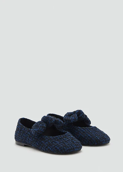 Tweed ballet flats with bow