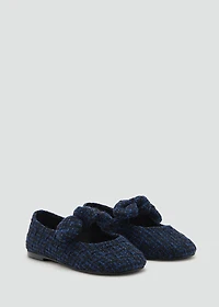 Tweed ballet flats with bow