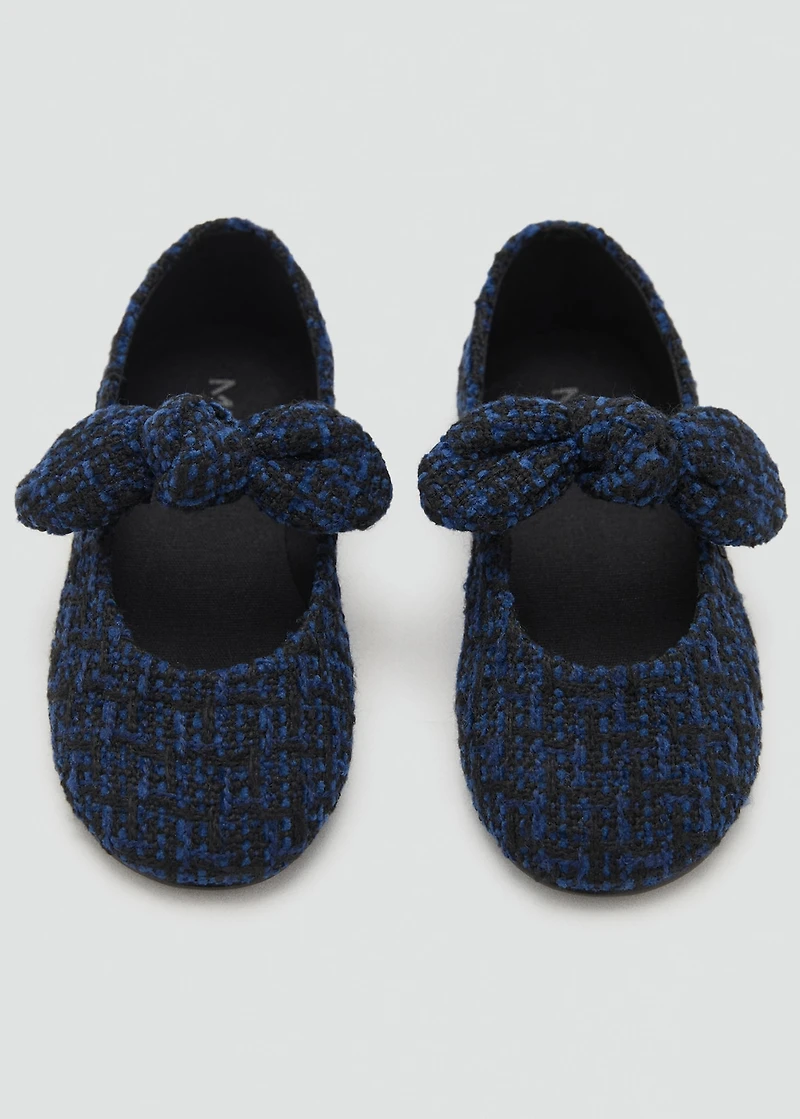 Tweed ballet flats with bow