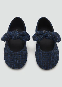 Tweed ballet flats with bow