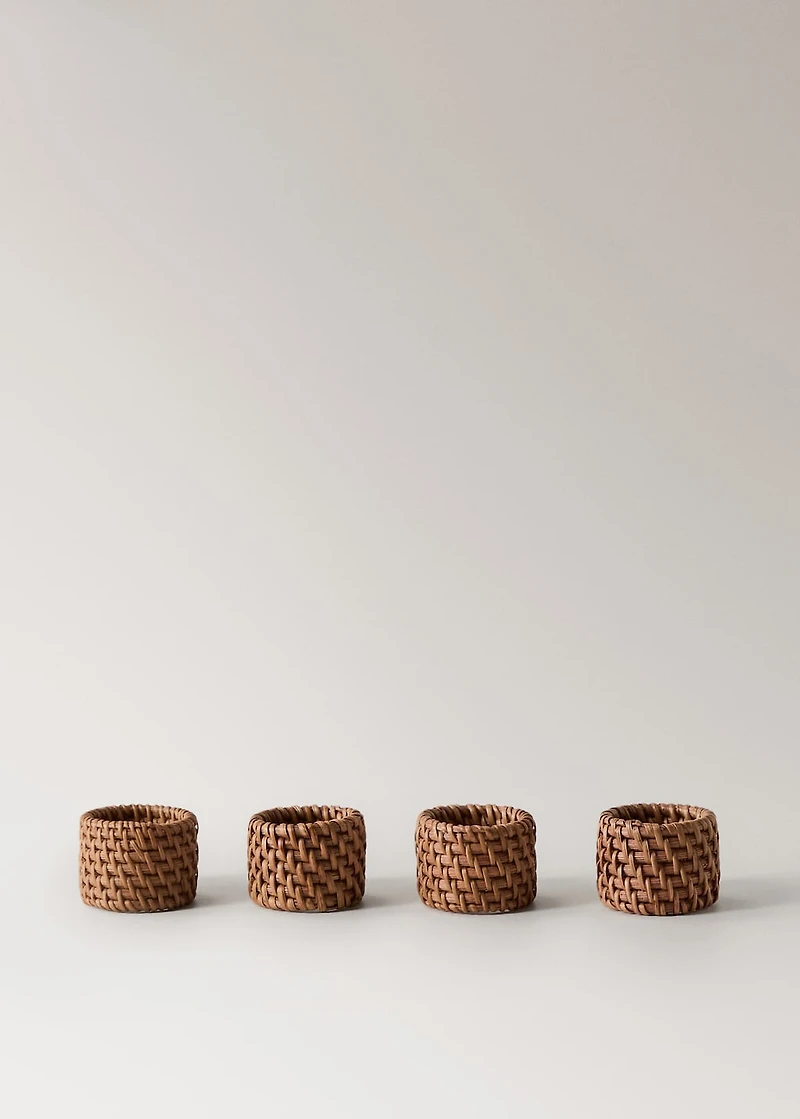 Set of 4 rattan napkin holders