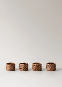 Set of 4 rattan napkin holders