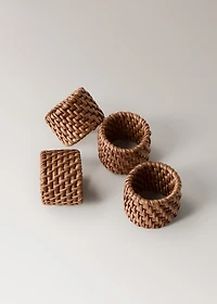 Set of 4 rattan napkin holders
