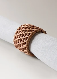 Set of 4 rattan napkin holders