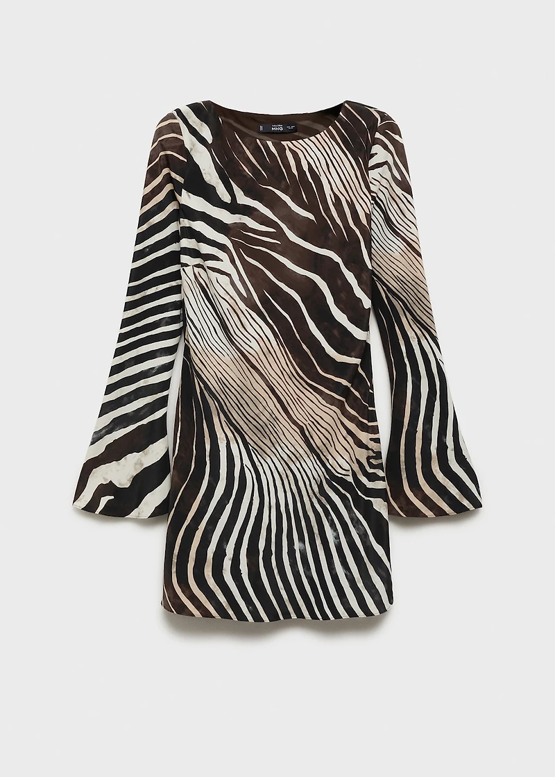 Zebra-print dress with flared sleeves