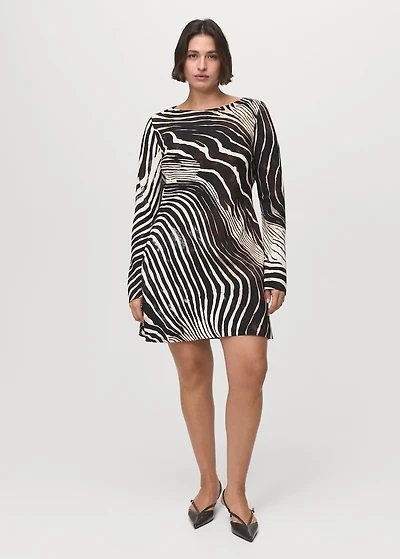 Zebra-print dress with flared sleeves