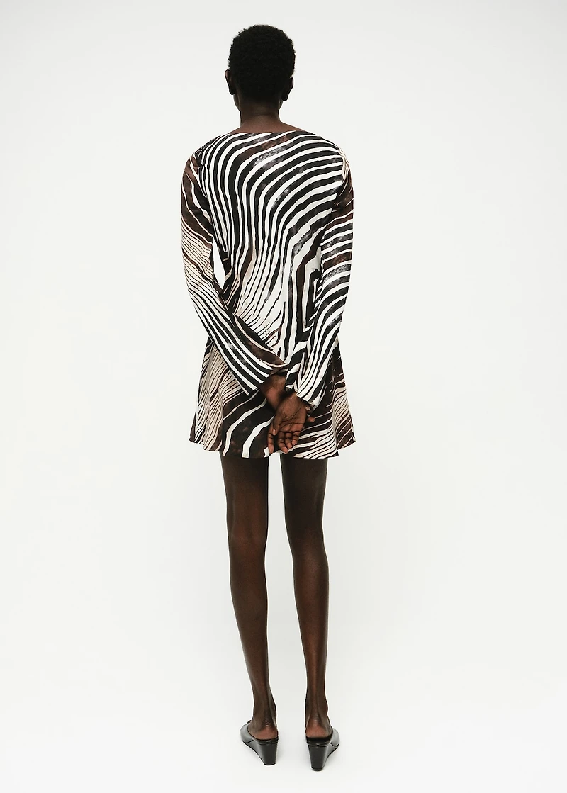 Zebra-print dress with flared sleeves