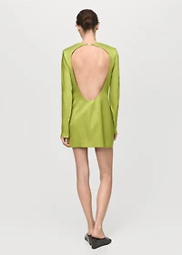 Open-back satin-effect dress