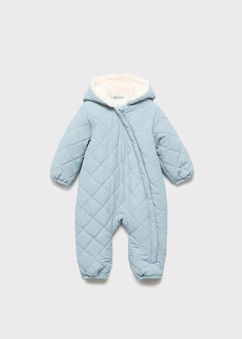 Quilted sweatshirt with shearling lining