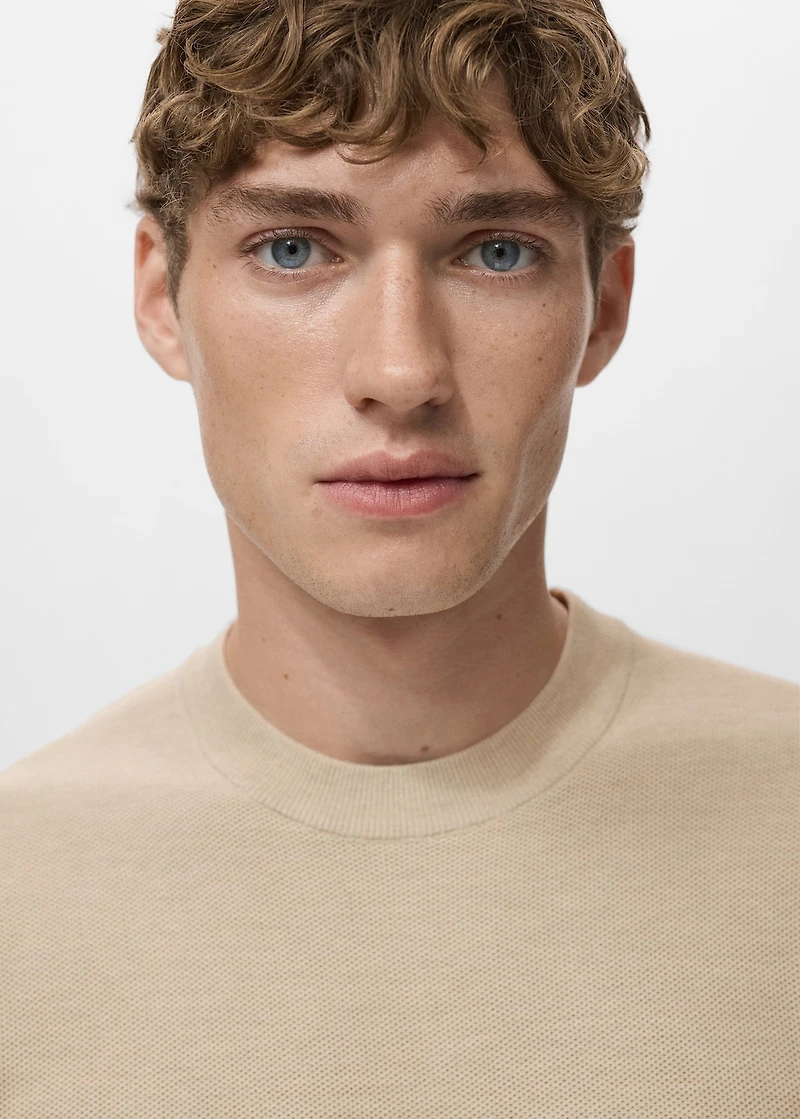 Microstructured cotton knitted sweater