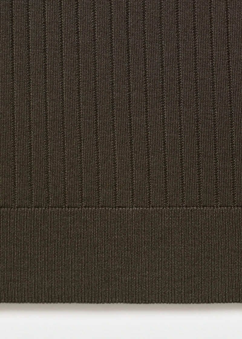 Ribbed knitted polo sweater