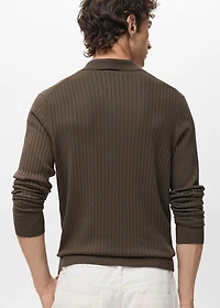 Ribbed knitted polo sweater
