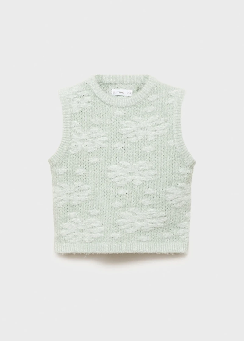 Floral-embroidered vest