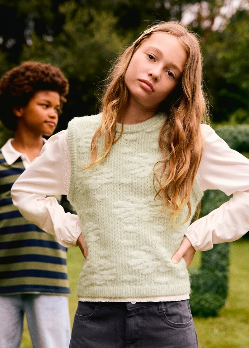 Floral-embroidered vest