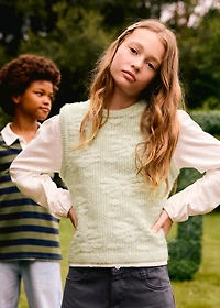 Floral-embroidered vest