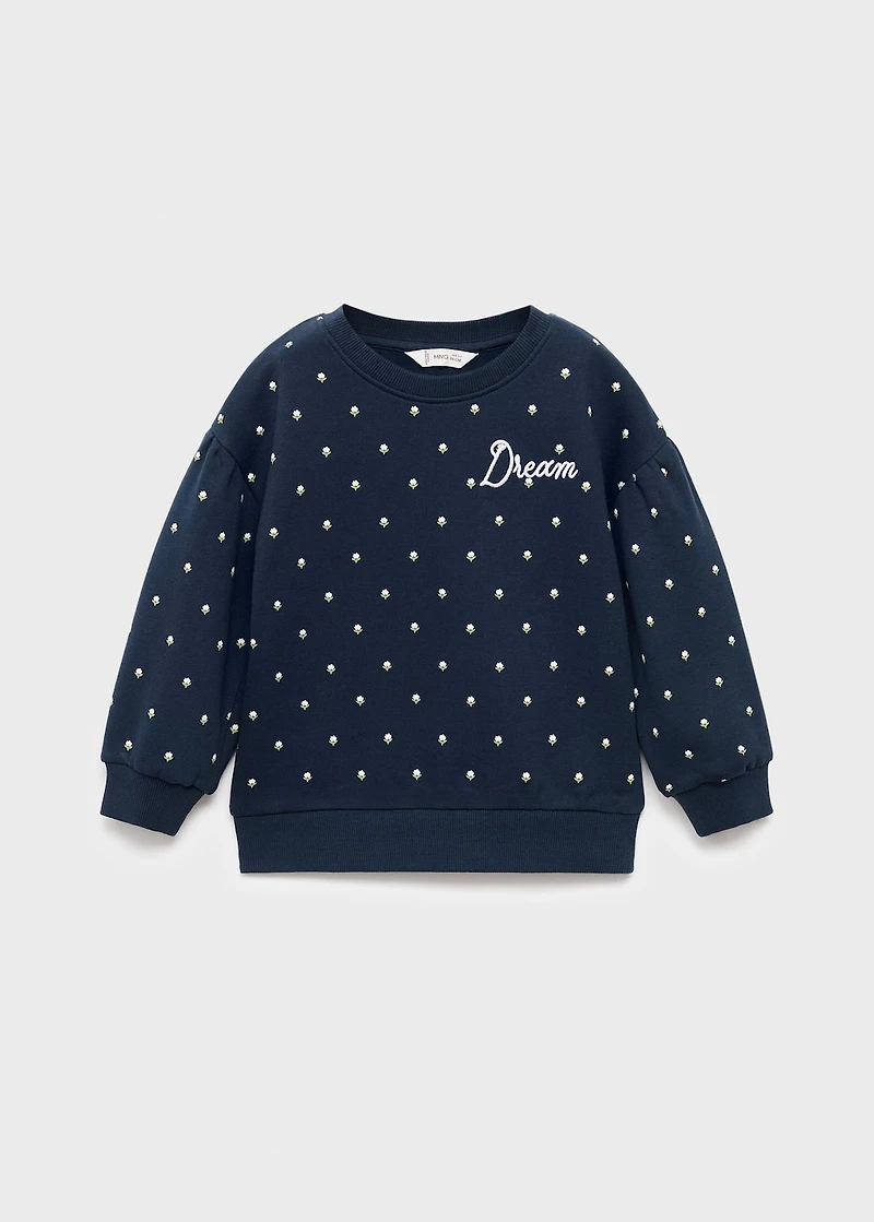 Embroidered sweatshirt with floral pattern