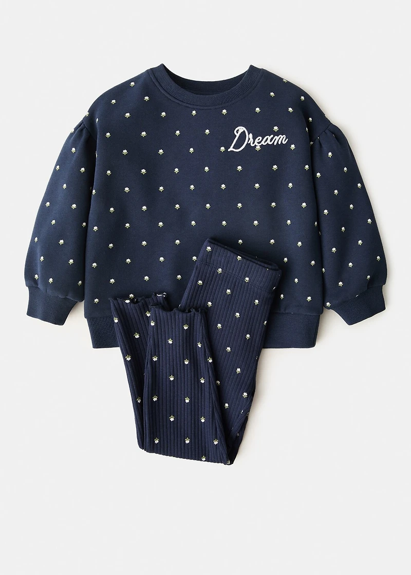 Embroidered sweatshirt with floral pattern