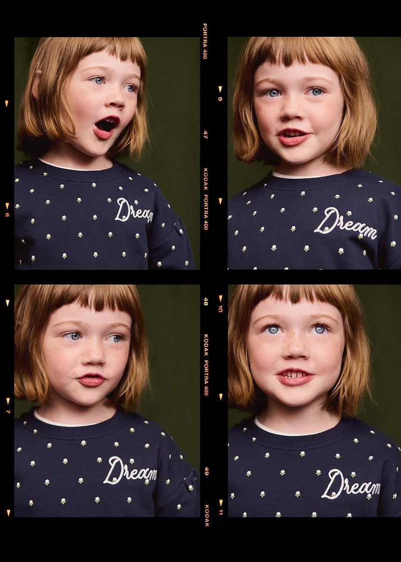 Embroidered sweatshirt with floral pattern