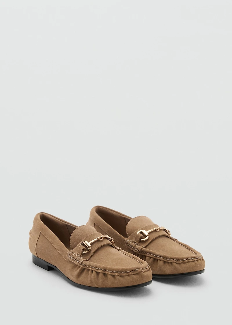 Suede moccasins with buckle