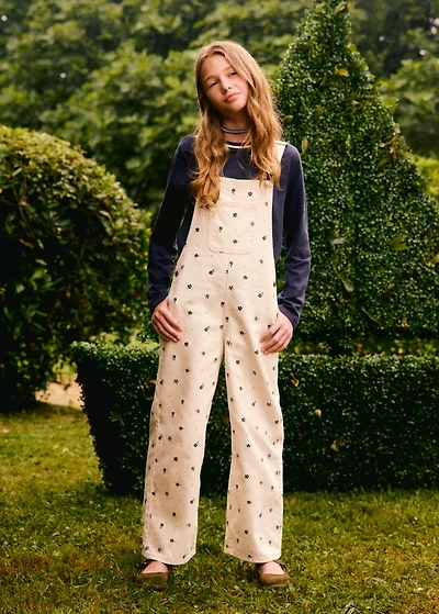 Floral print dungarees