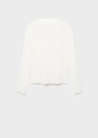 Ribbed t-shirt with scalloped trim