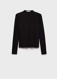 Ribbed t-shirt with scalloped trim