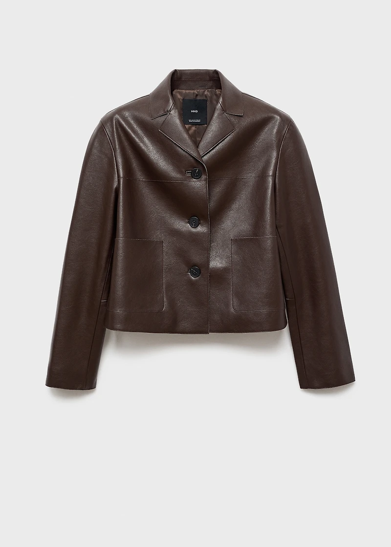 Faux-leather jacket with pockets