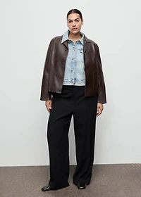 Faux-leather jacket with pockets