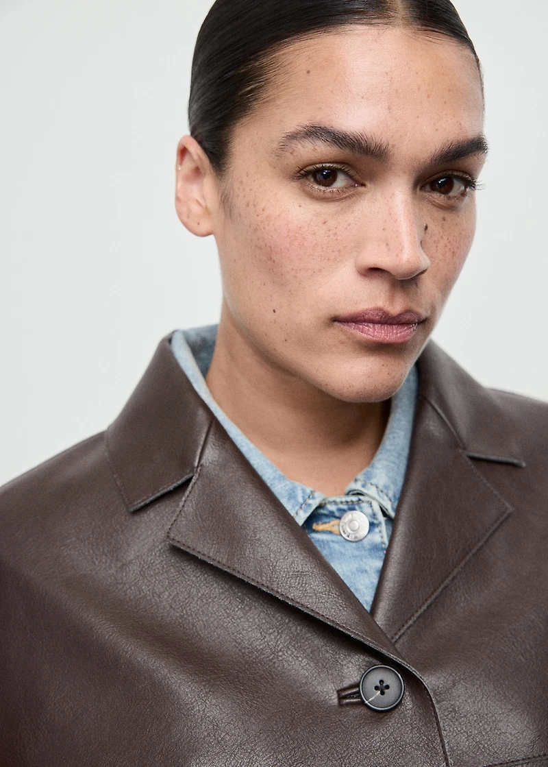 Faux-leather jacket with pockets