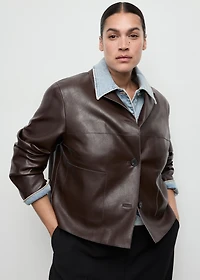Faux-leather jacket with pockets
