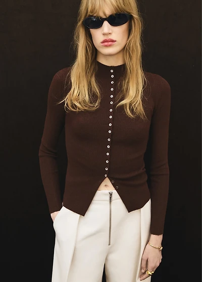 Fine rib knit cardigan