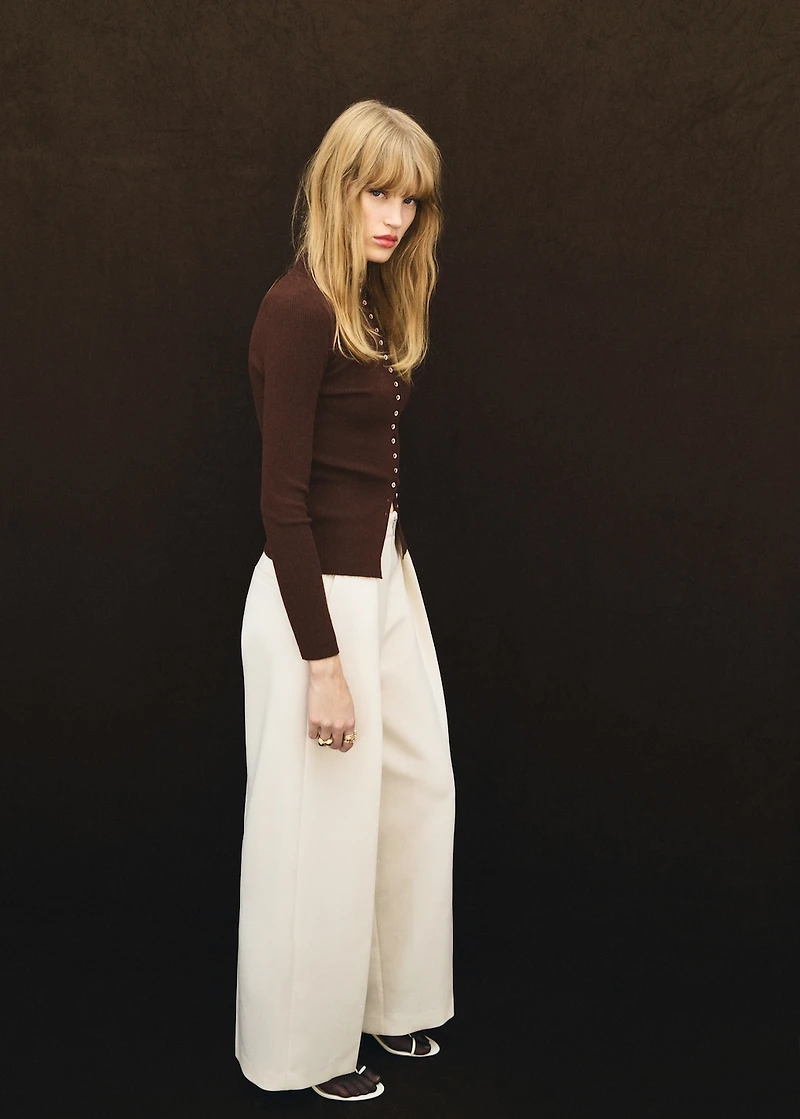 Fine rib knit cardigan