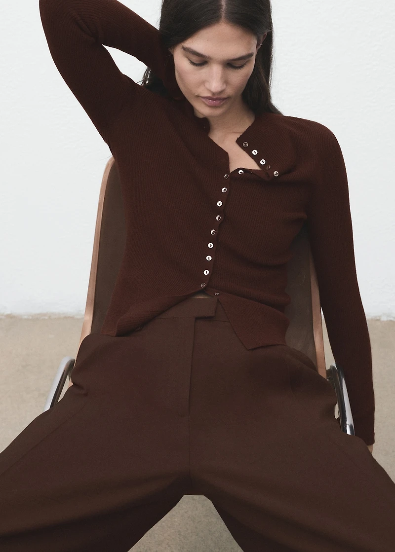 Fine rib knit cardigan