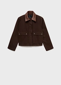 Denim parka with faux-effect collar