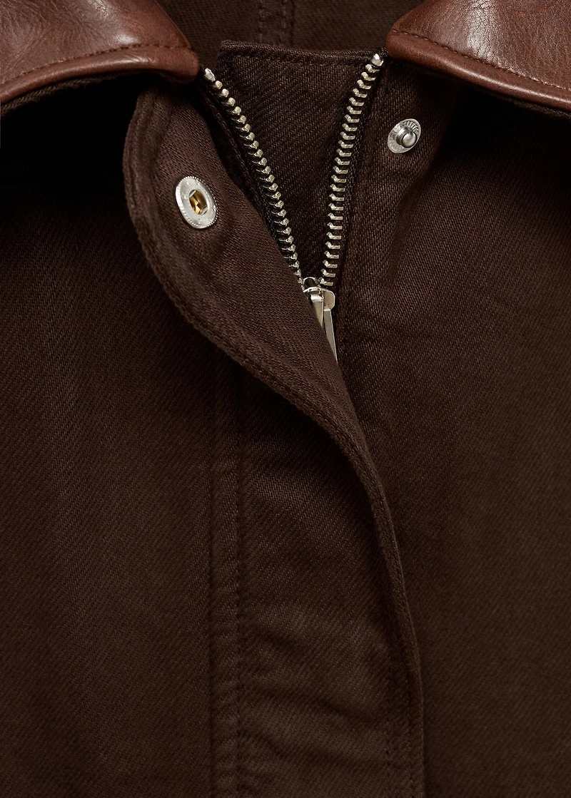 Denim parka with faux-effect collar