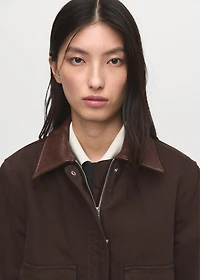 Denim parka with faux-effect collar