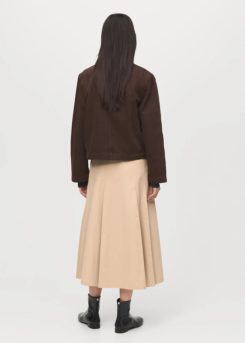 Denim parka with faux-effect collar