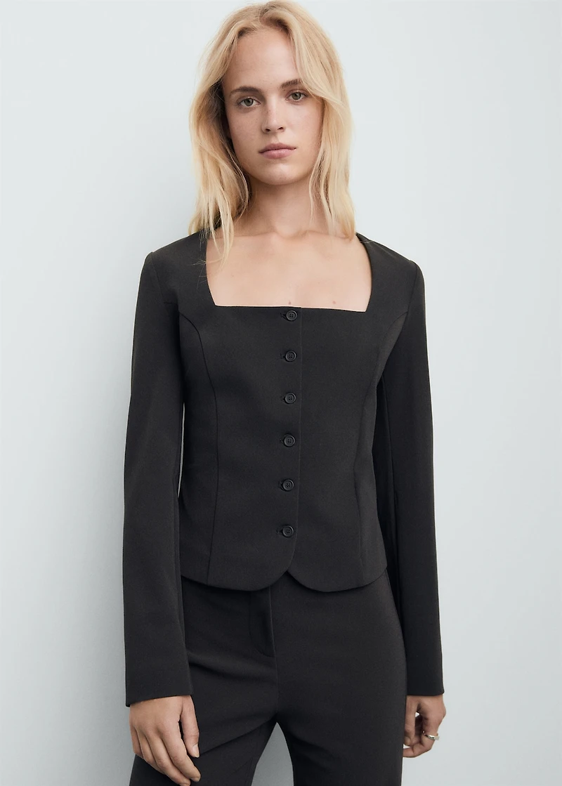 Tailored cropped suit blazer