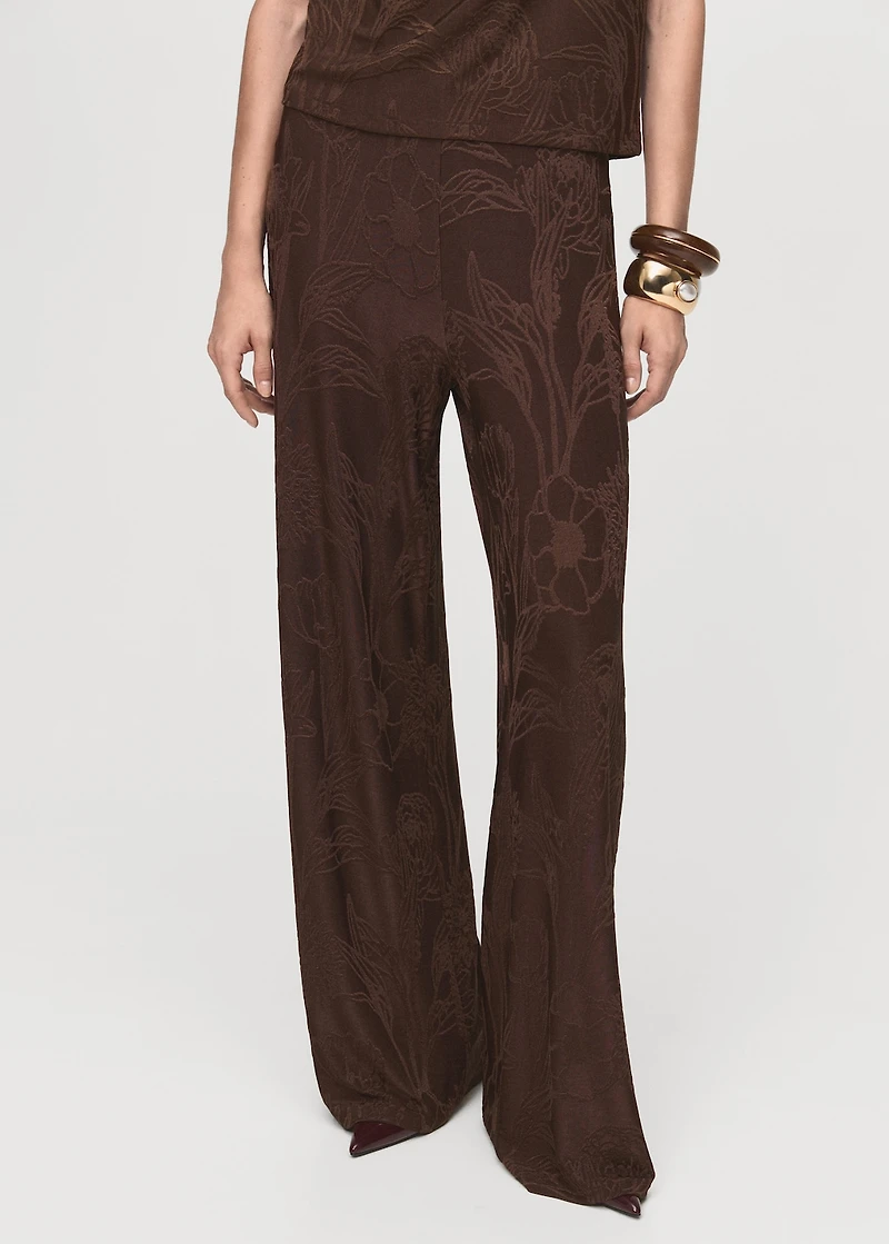 Jacquard floral-print straight pants