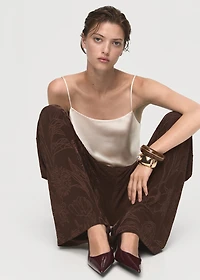 Jacquard floral-print straight pants