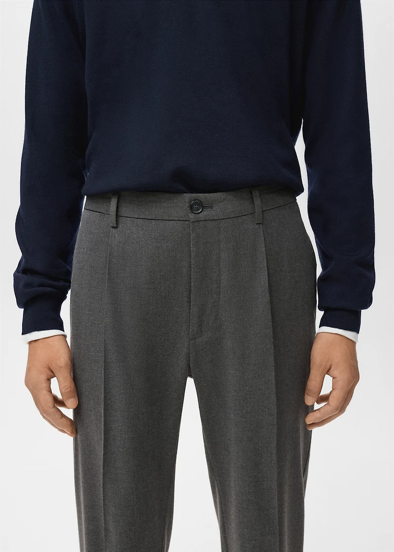 Regular-fit pleated flannel pants