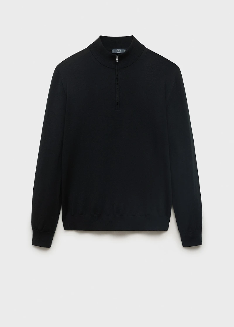 100% merino wool sweater with perkins collar