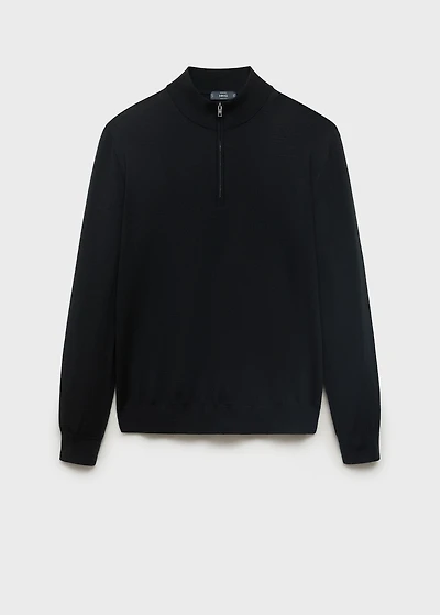 100% merino wool sweater with perkins collar