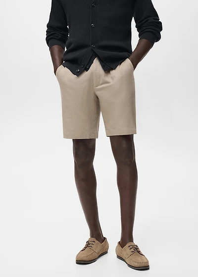 Linen-cotton blend Bermuda short